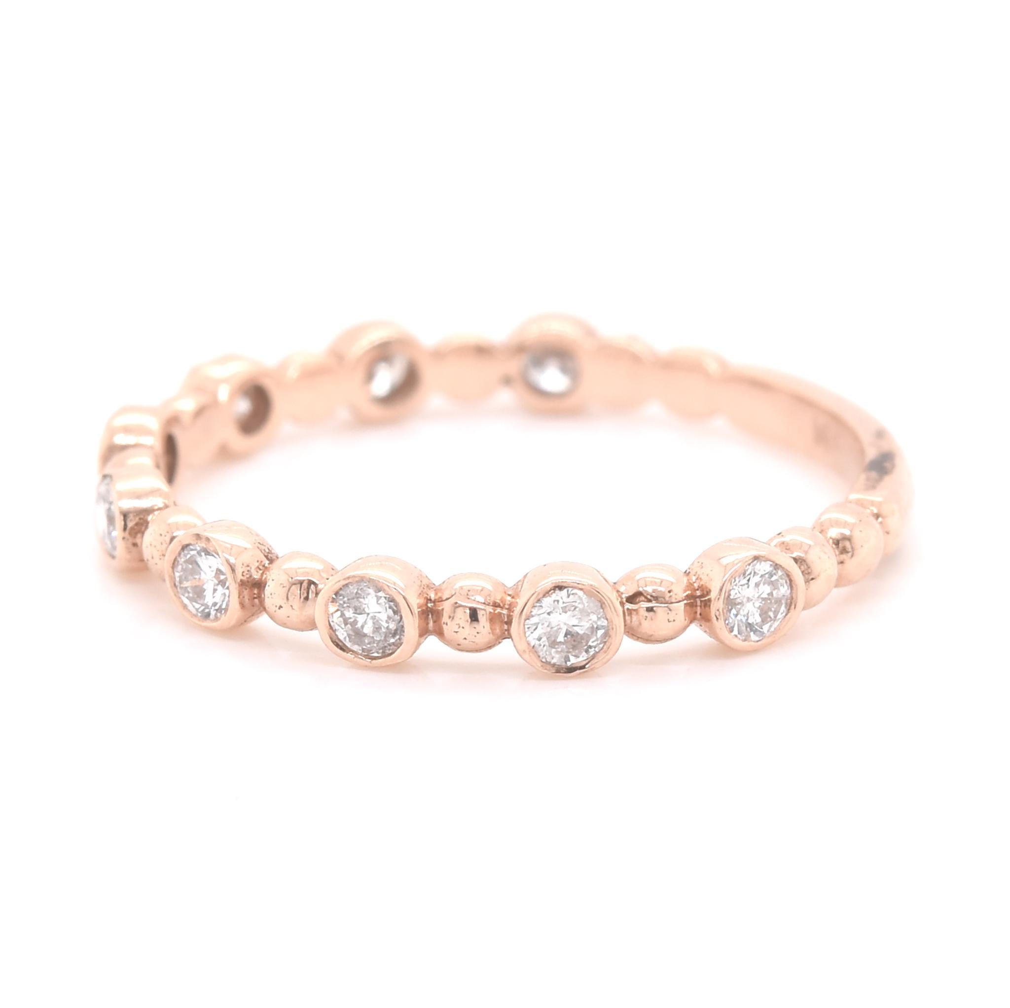 Round Cut 14 Karat Rose Gold Diamond Stackable Anniversary Ring For Sale