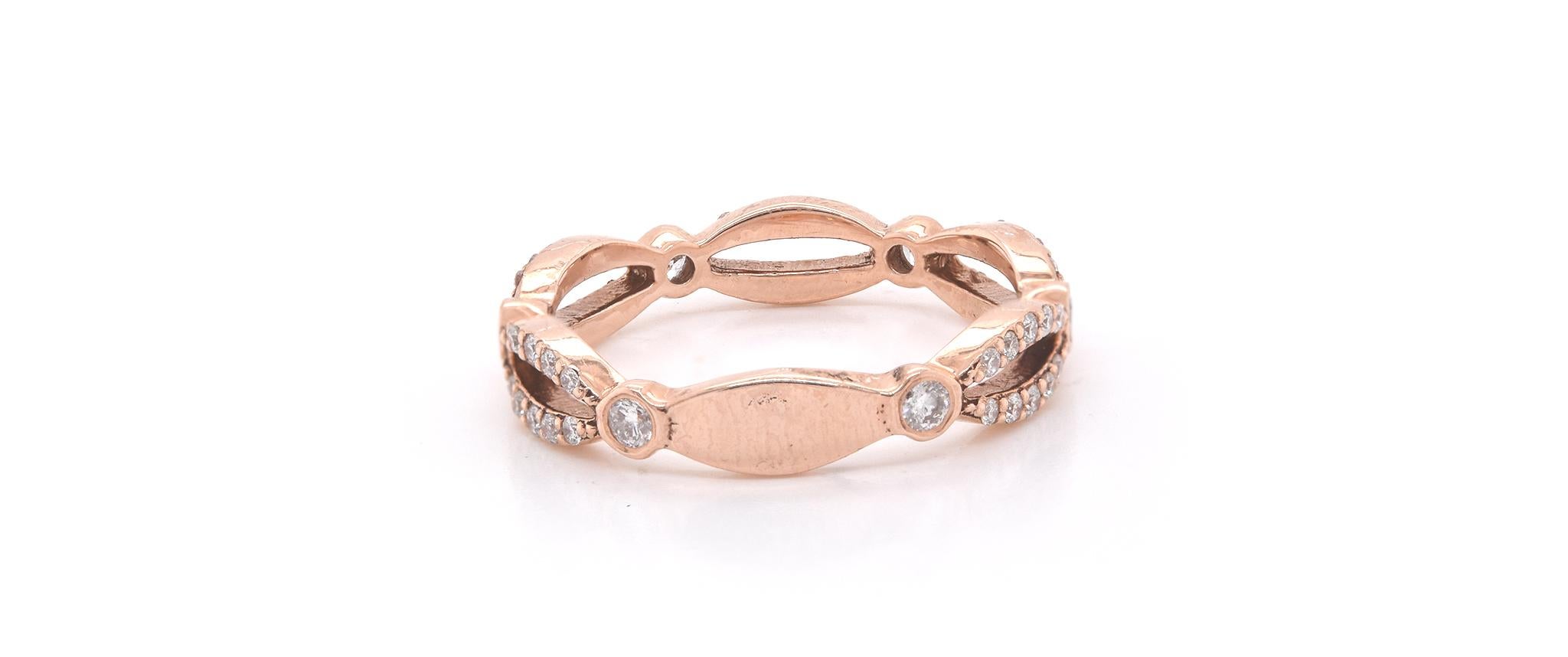 14 Karat Roségold Diamant-Stapelbarer Jahrestag-Ring im Zustand „Hervorragend“ im Angebot in Scottsdale, AZ