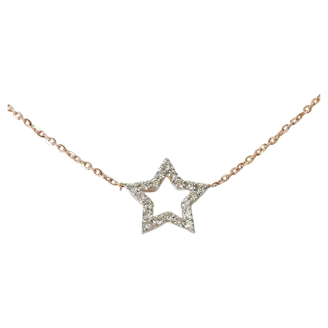 14k Gold Diamond Star Necklace Minimalist Charm Necklace