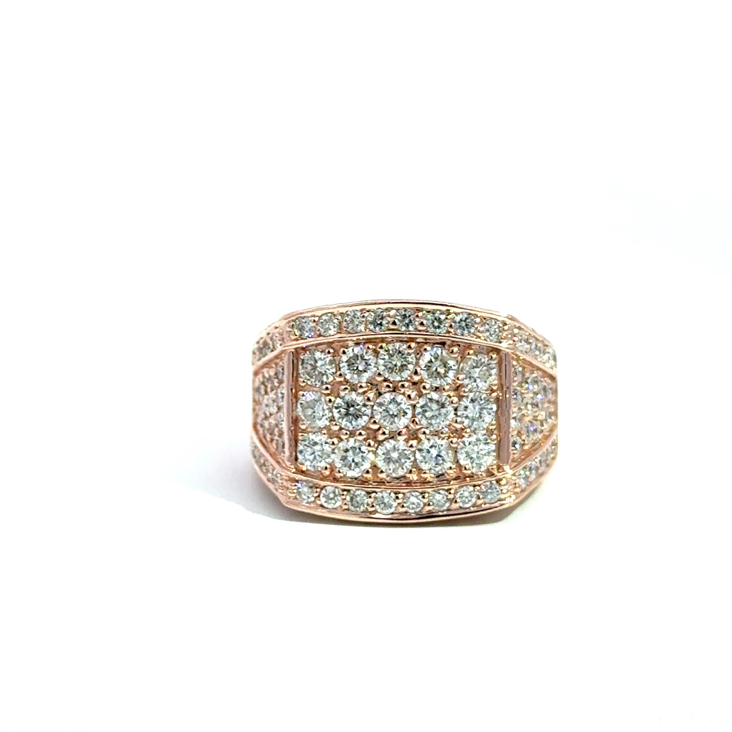 14k Rose Gold Diamant Statement Ring - 3,75 ct im Angebot 6