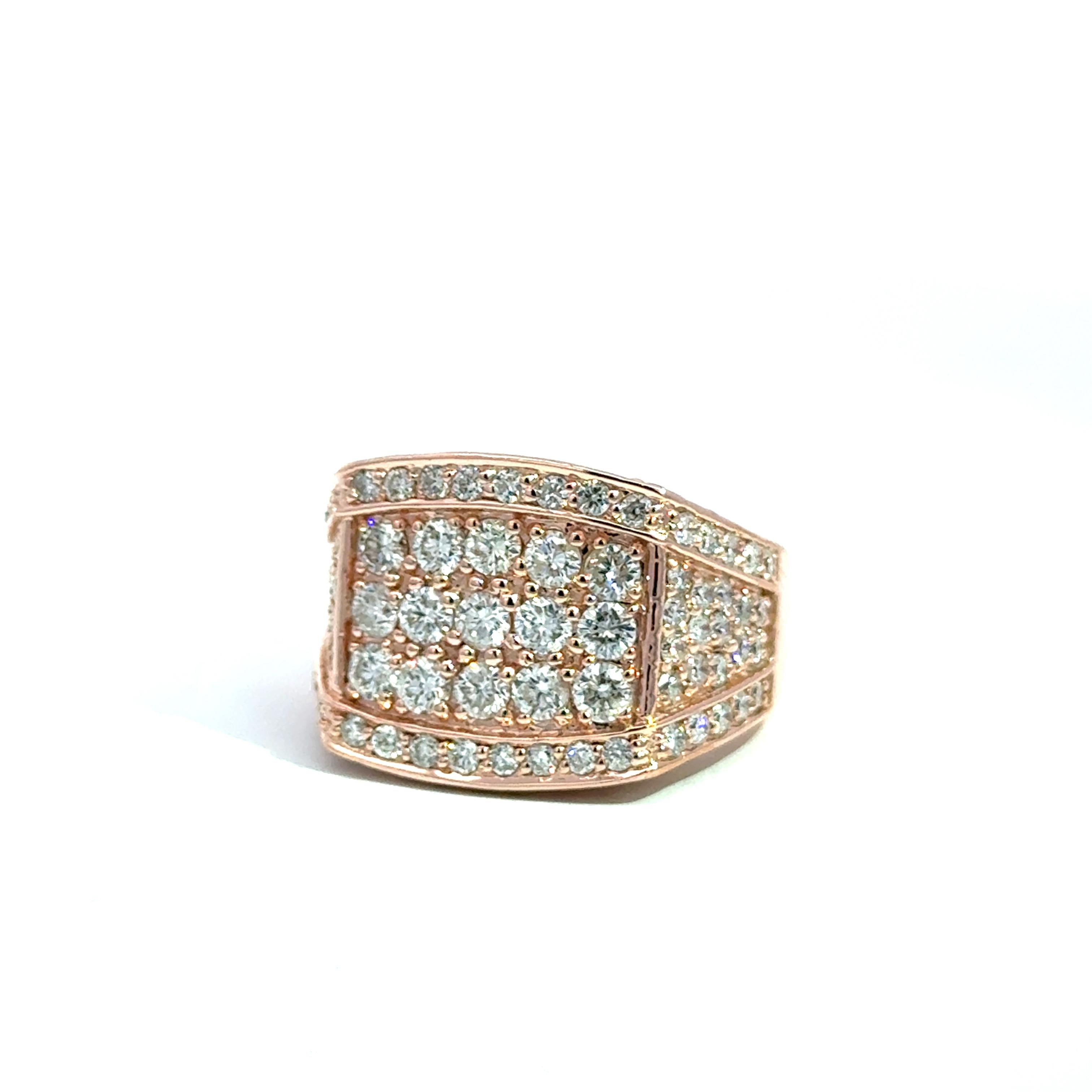 14k Rose Gold Diamant Statement Ring - 3,75 ct im Zustand „Neu“ im Angebot in Los Angeles, CA