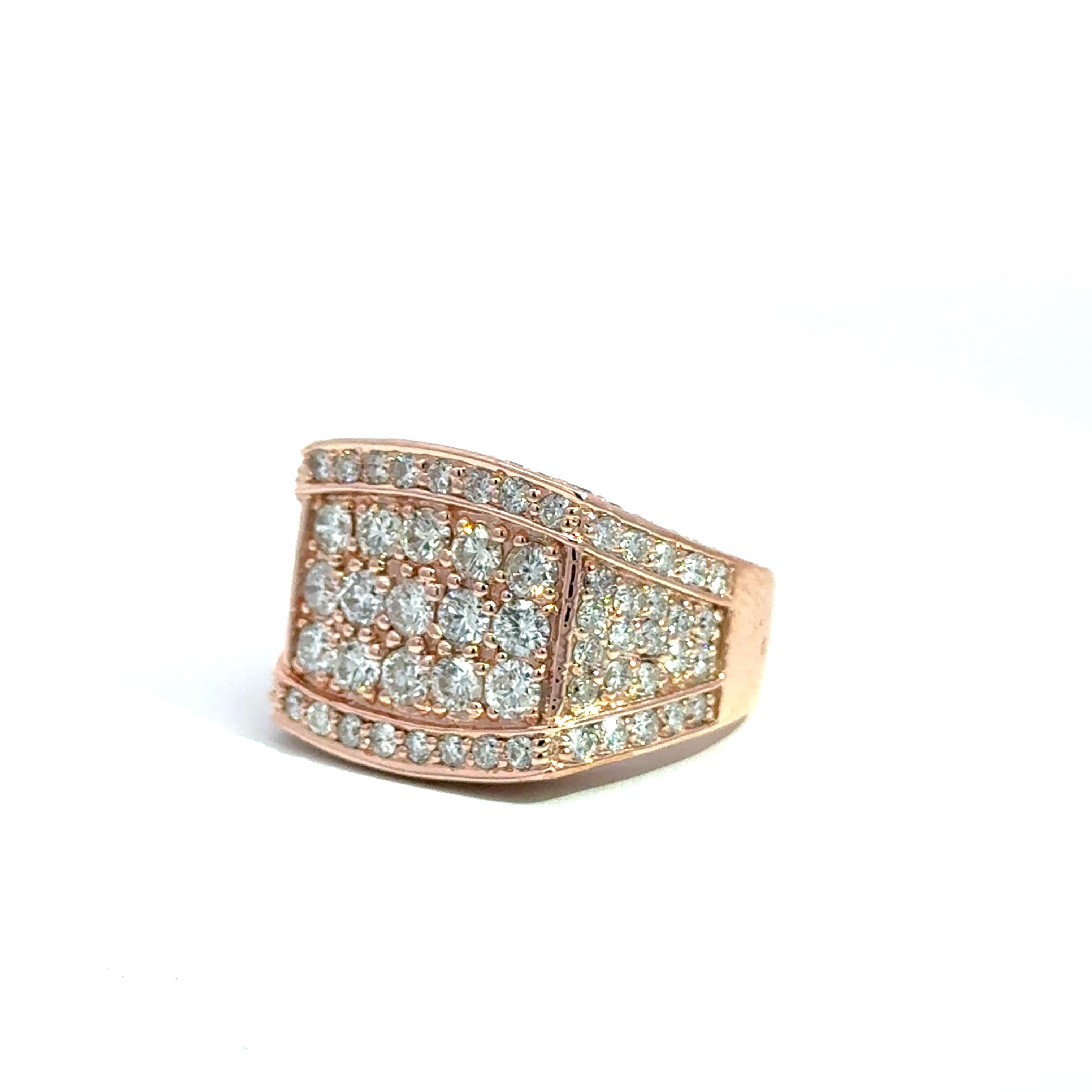 14k Rose Gold Diamant Statement Ring - 3,75 ct für Damen oder Herren im Angebot