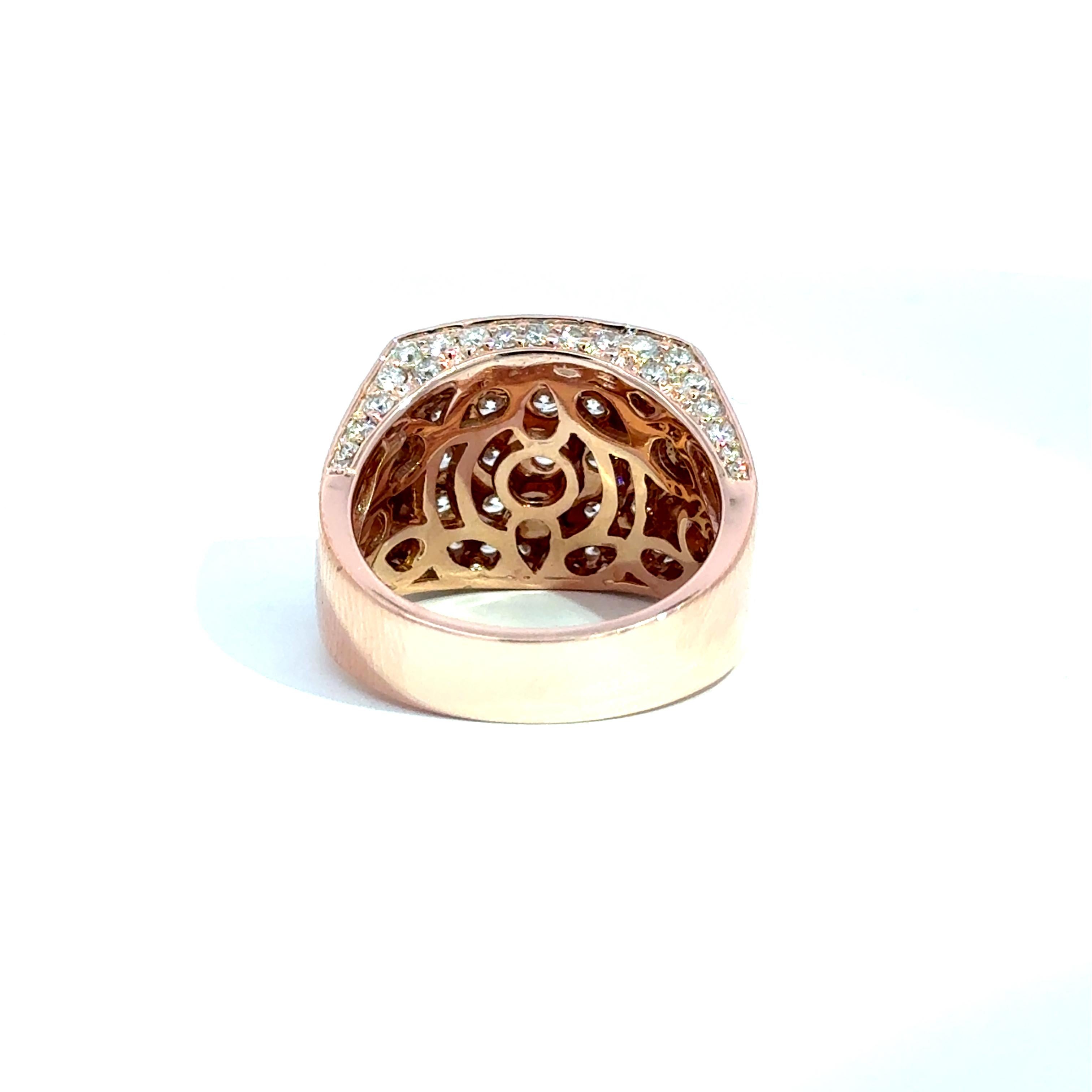 14k Rose Gold Diamant Statement Ring - 3,75 ct im Angebot 1