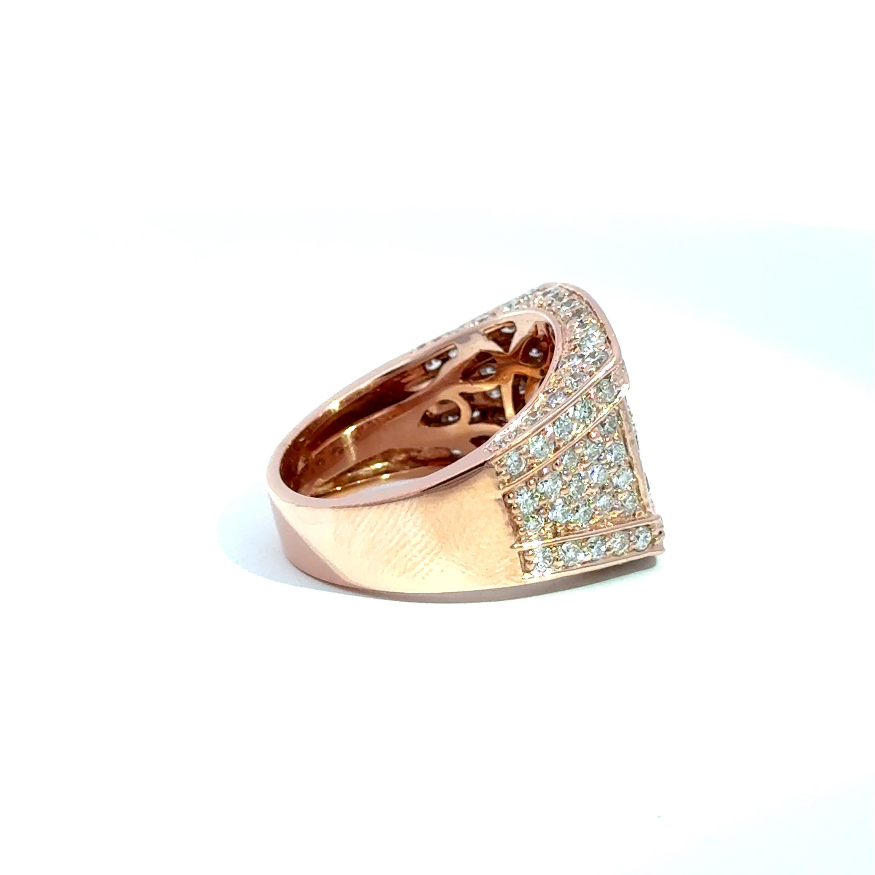 14k Rose Gold Diamant Statement Ring - 3,75 ct im Angebot 2