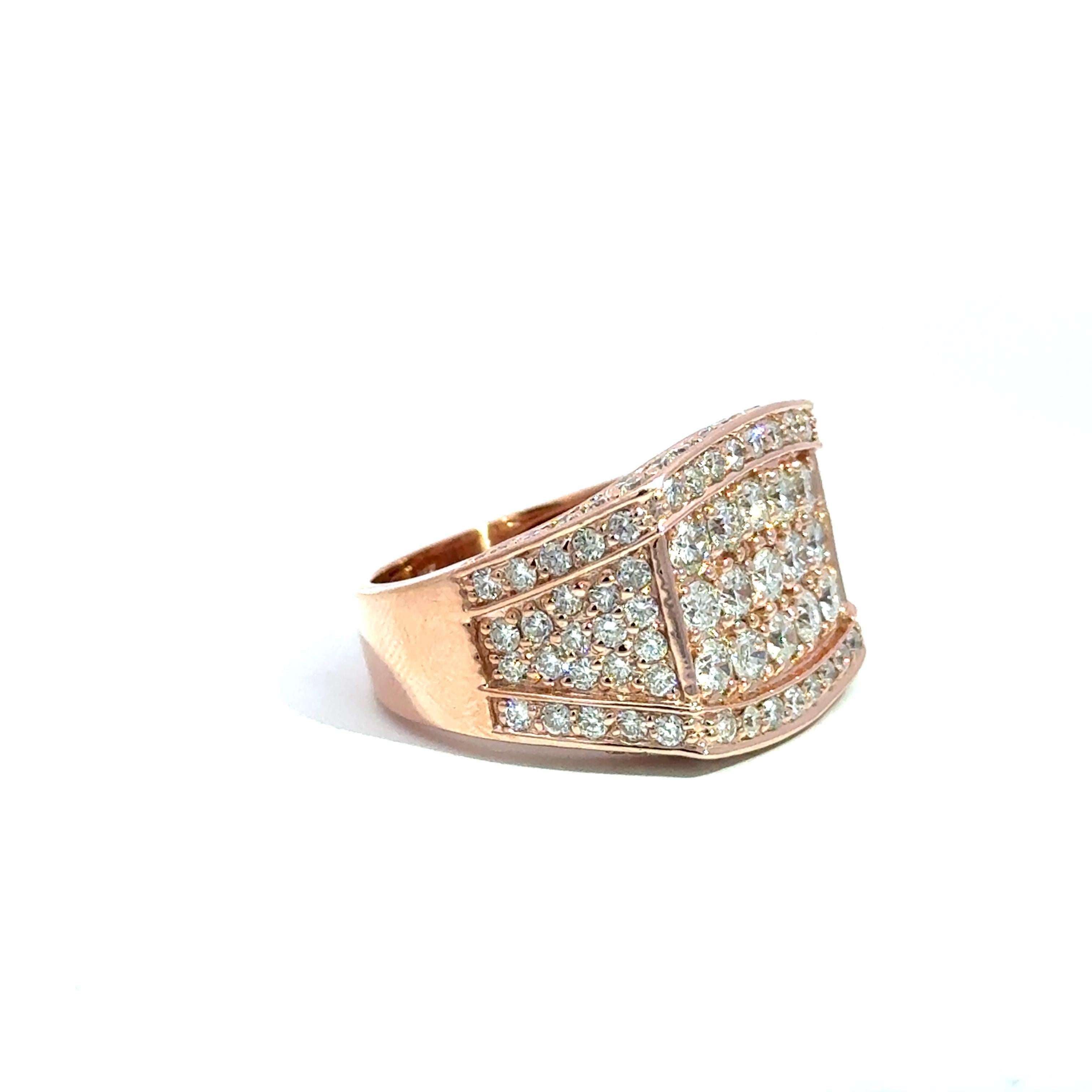 14k Rose Gold Diamant Statement Ring - 3,75 ct im Angebot 3