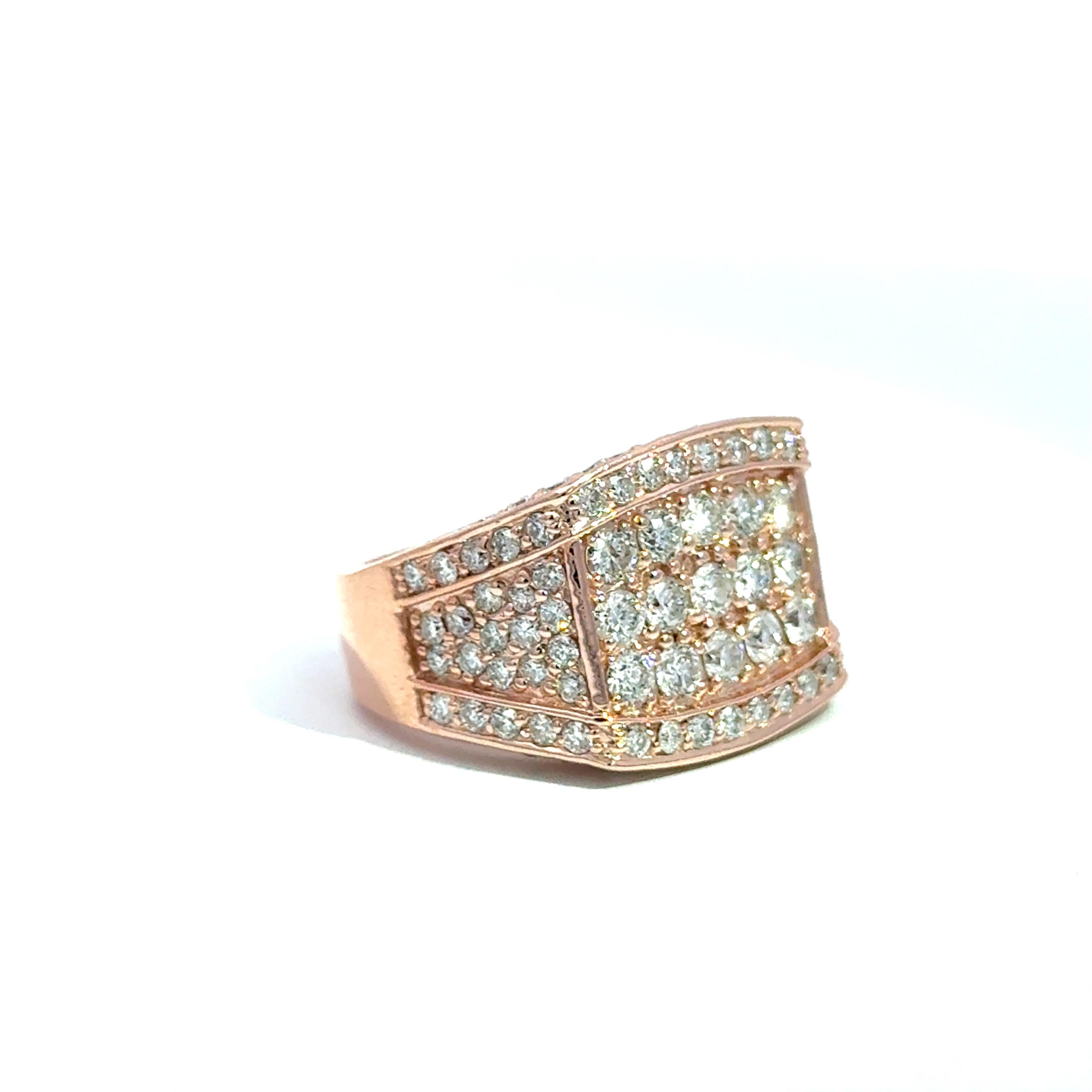 14k Rose Gold Diamant Statement Ring - 3,75 ct im Angebot 4