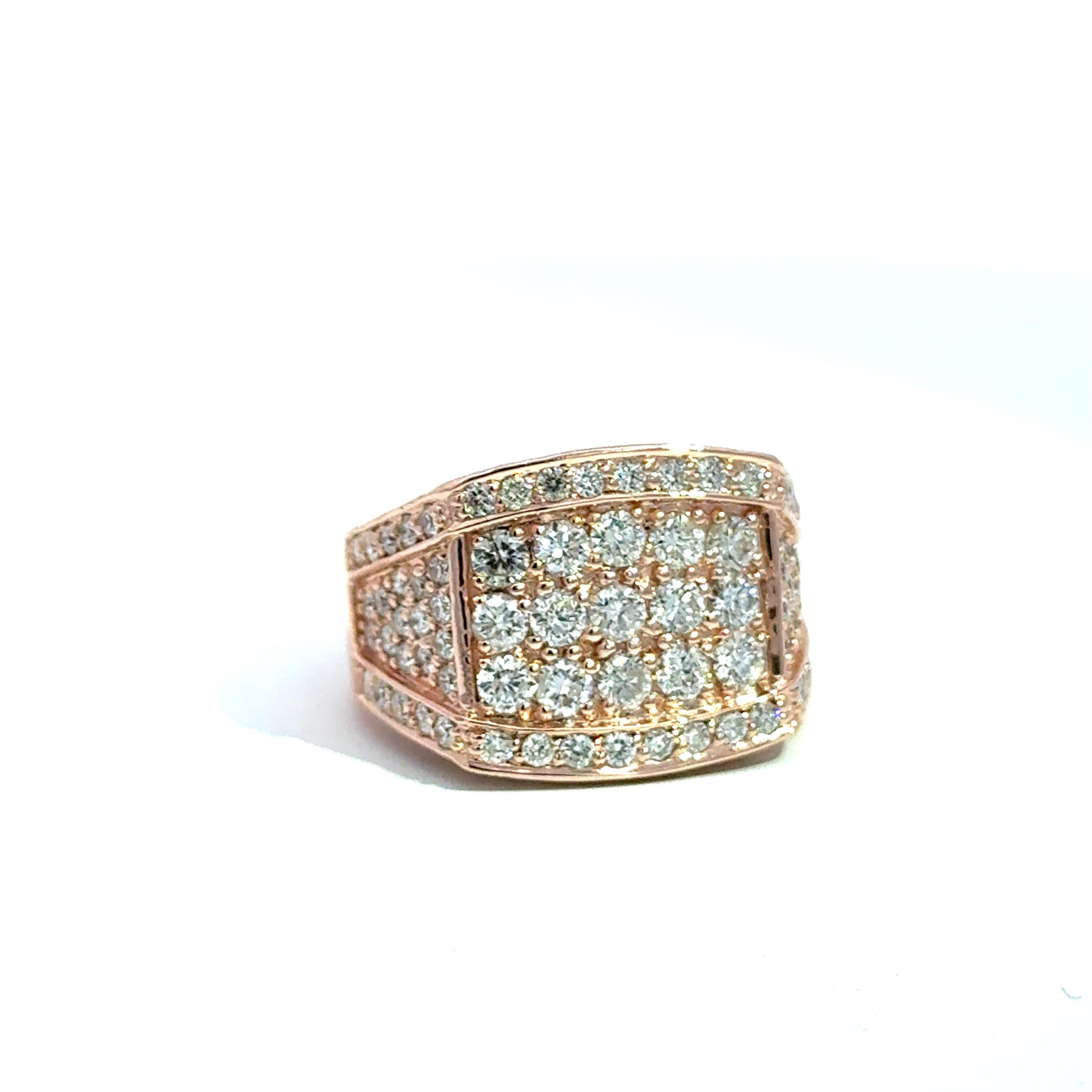 14k Rose Gold Diamant Statement Ring - 3,75 ct im Angebot 5