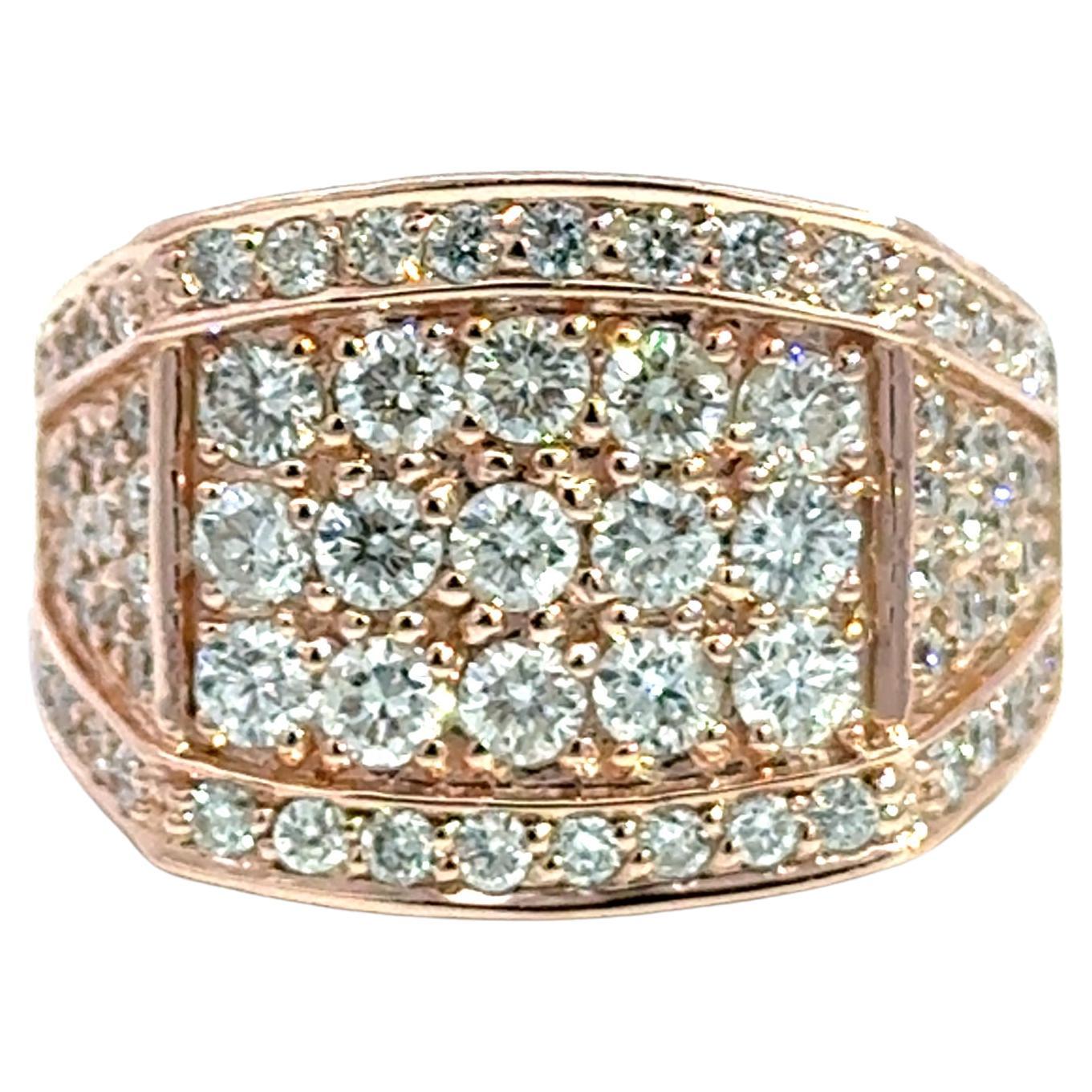 14k Rose Gold Diamant Statement Ring - 3,75 ct im Angebot