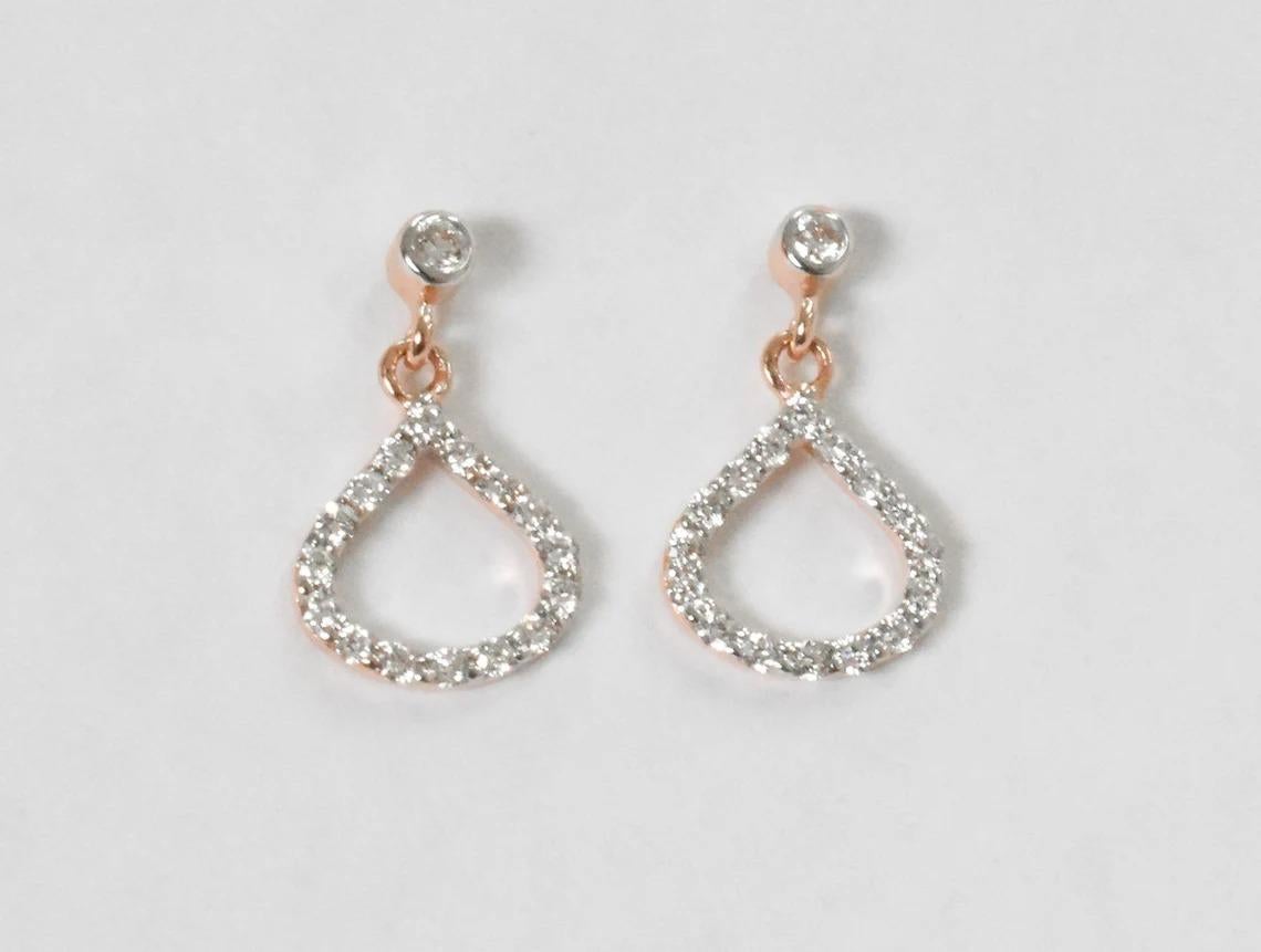 Modern 14k Gold Diamond Teardrop Studs Wedding Stud Earrings Bridal Earrings For Sale