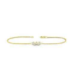 14k Gold Diamond Trio Bracelet Bezel Set Diamond Dainty Bracelet