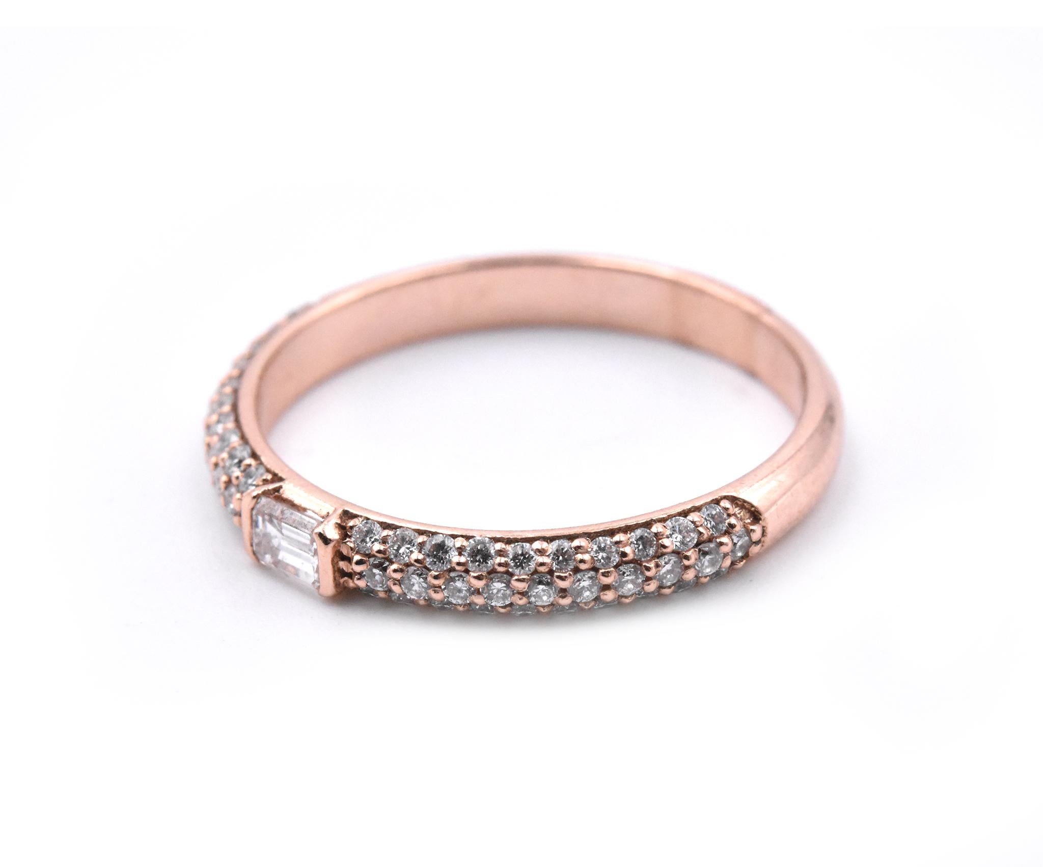 14 Karat Rose Gold Diamond Wedding Band In Excellent Condition For Sale In Scottsdale, AZ