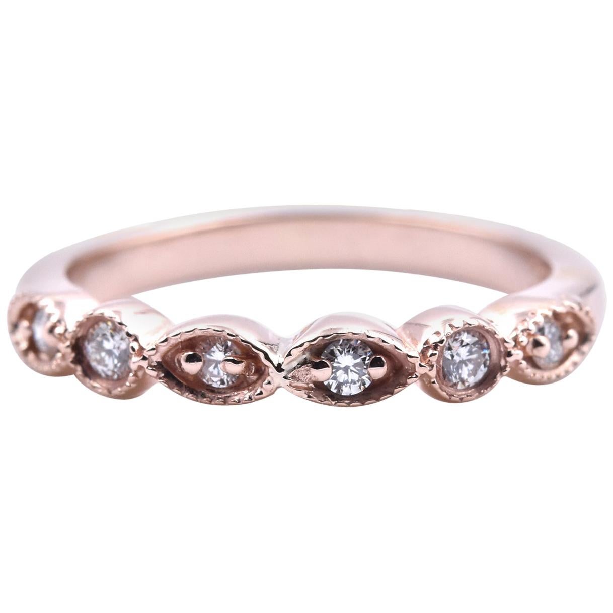 14 Karat Rose Gold Diamond Wedding Band