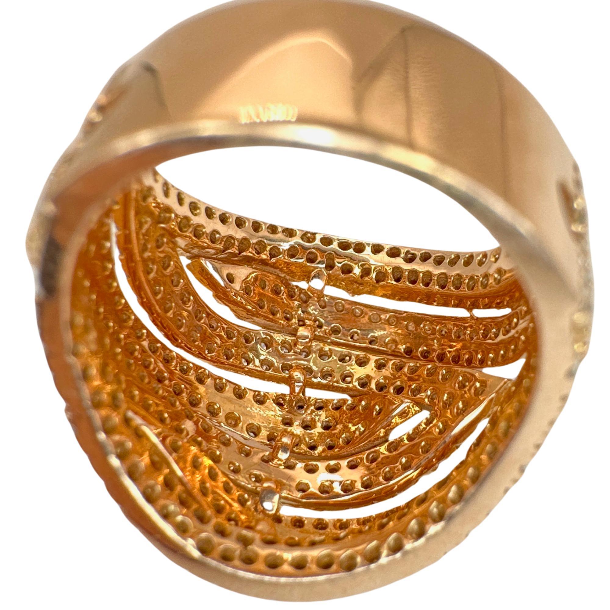 Anello a fascia larga con diamante in oro rosa 14k in vendita 3