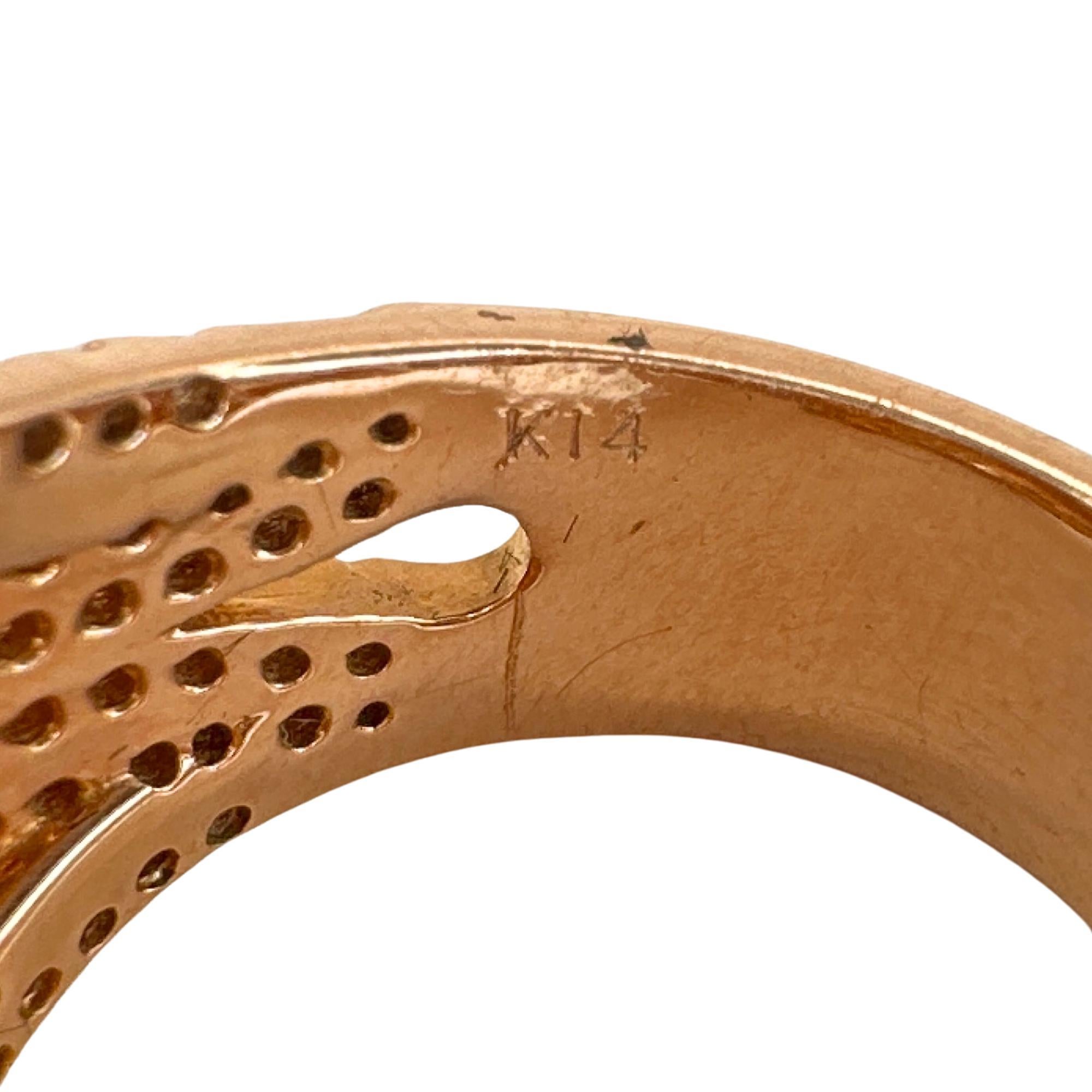 Anello a fascia larga con diamante in oro rosa 14k in vendita 4