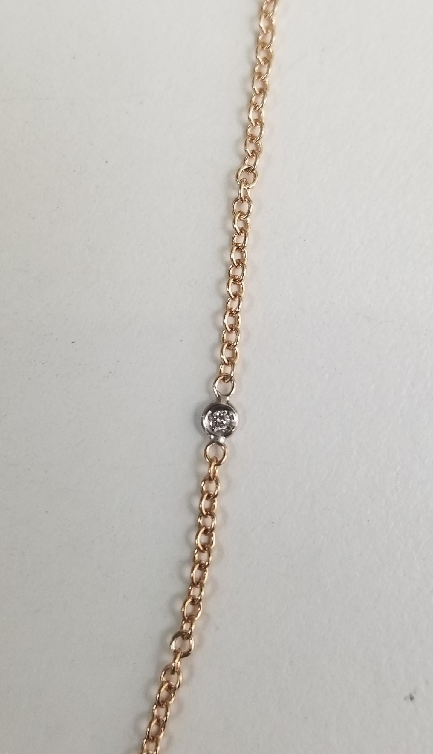 Contemporary 14 Karat Rose Gold Diamonds by the Yard Necklace For Sale