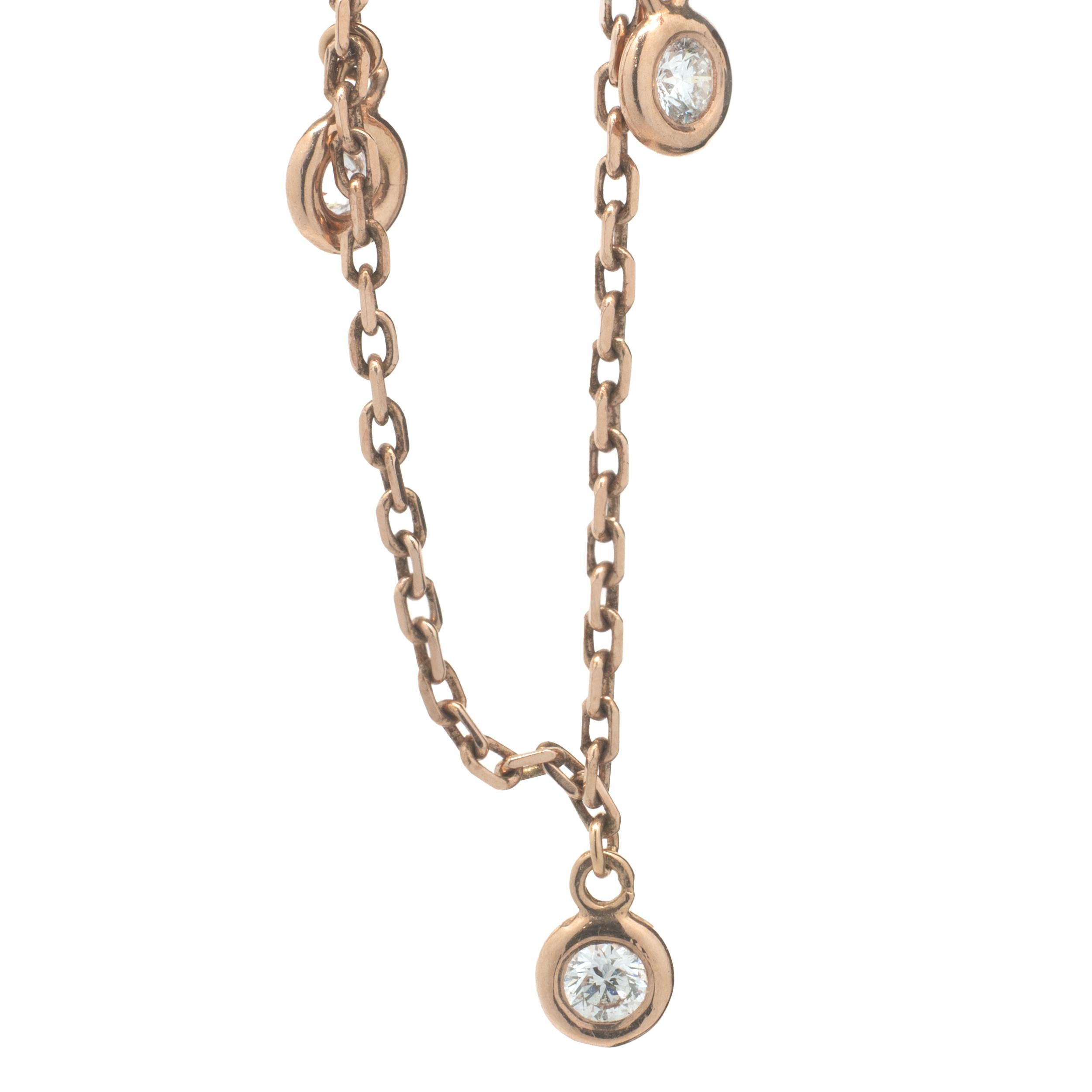 14k Rose Gold Diamonds by the Yard Necklace In Excellent Condition For Sale In Scottsdale, AZ