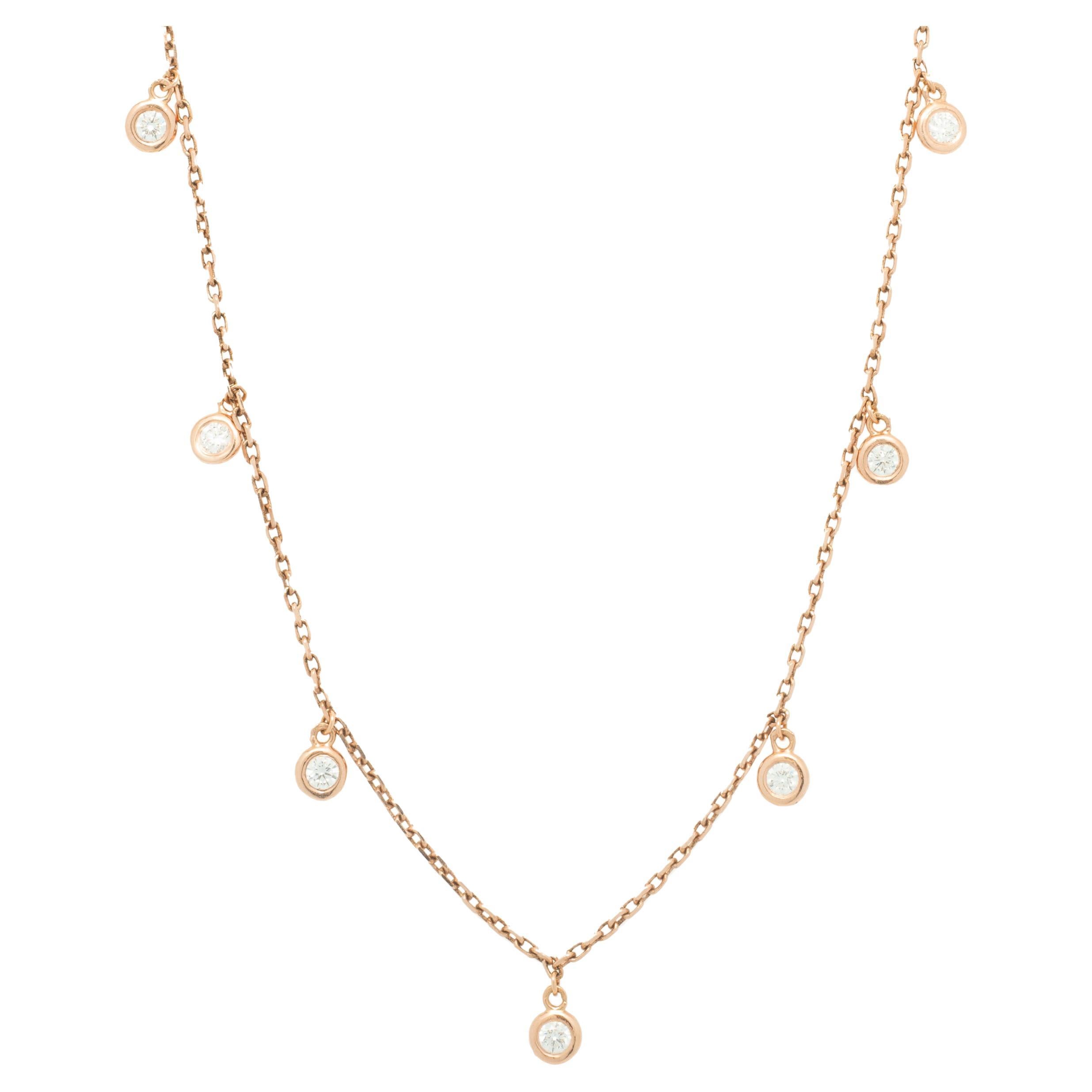 Collier en or rose 14 carats avec diamants au mètre