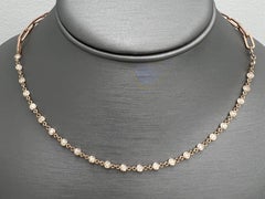 14k Rose Gold Diamonds by the Yard Necklace with Paper-Clip Chain