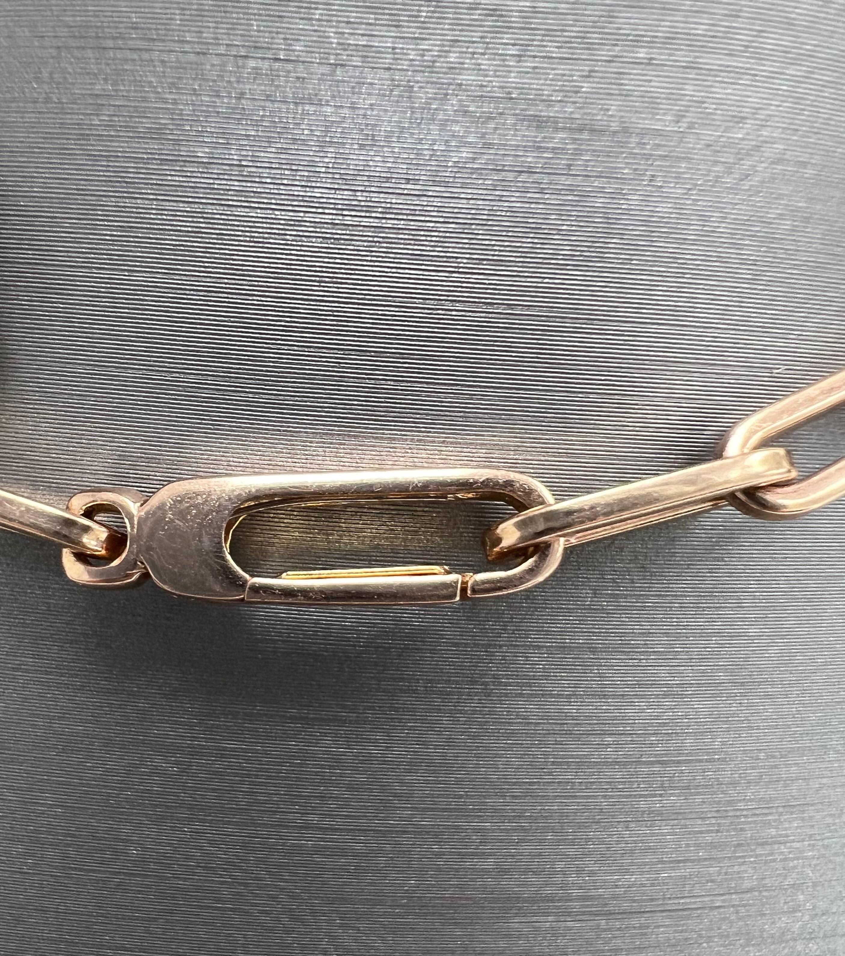 14 Karat Roségold Diamanten by the Yard Halskette mit Papier-Clip Kette für Damen oder Herren im Angebot