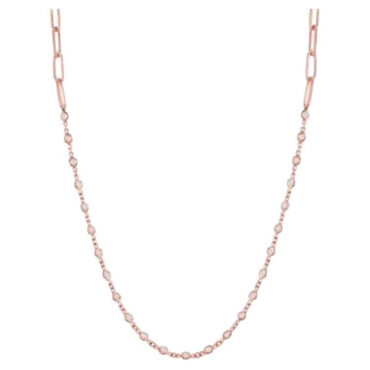 14k Rose Gold Diamonds by the Yard Necklace with Paper-Clip Chain For ...