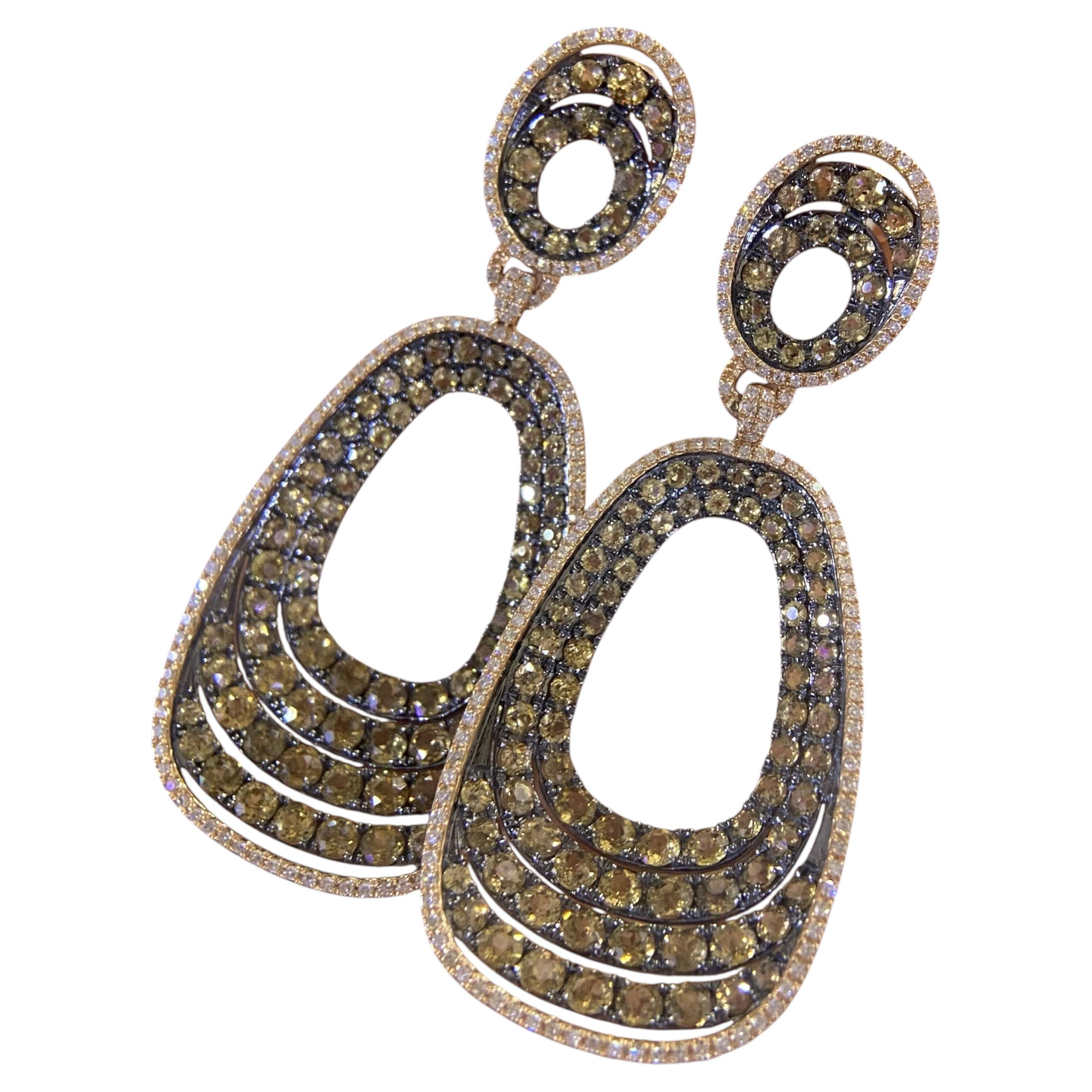 14K Rose Gold Diamanten Ohrringe DCE95444-1 im Angebot