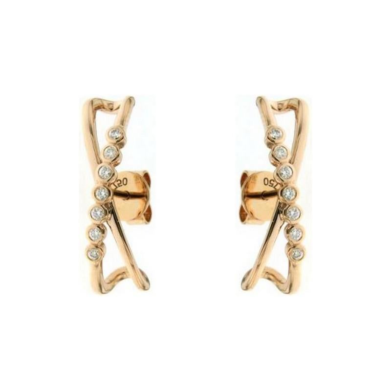 Modern 14K Rose Gold & Diamonds Gazebo Collection Earring (0.12 Ct) For Sale