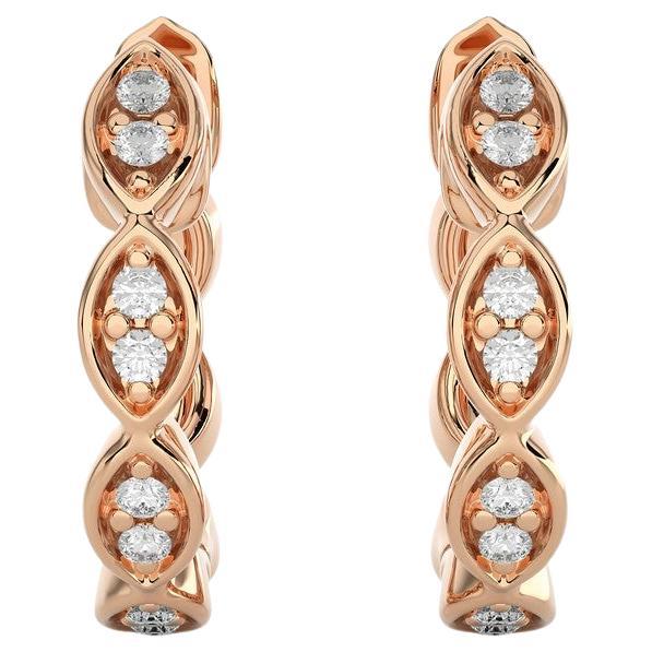 14K Roségold Diamanten Huggie-Ohrring -0.07 CTW