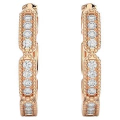 14K Rose Gold Diamonds Huggie Earring -0.1 CTW