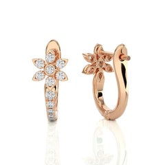 Boucle d'oreille Huggie en or rose 14K avec diamants -0.35 CTW