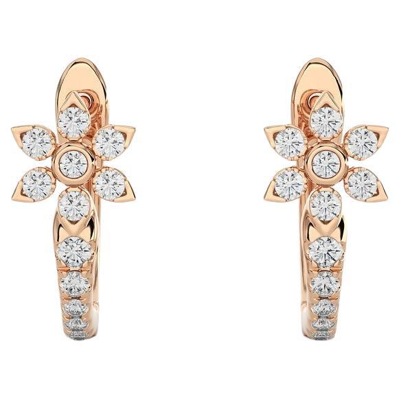 14K Rose Gold Diamonds Huggie Earring -0.35 CTW For Sale