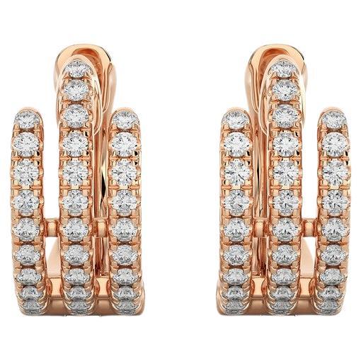 14K Rose Gold Diamonds Huggie Earring -0.40 CTW For Sale