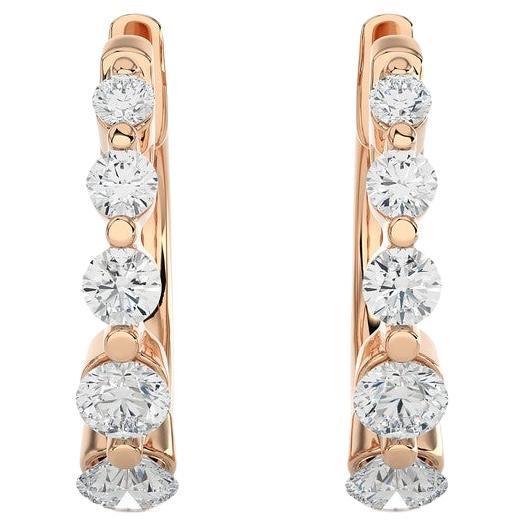 14K Rose Gold Diamonds Huggie Earring -0.43 CTW