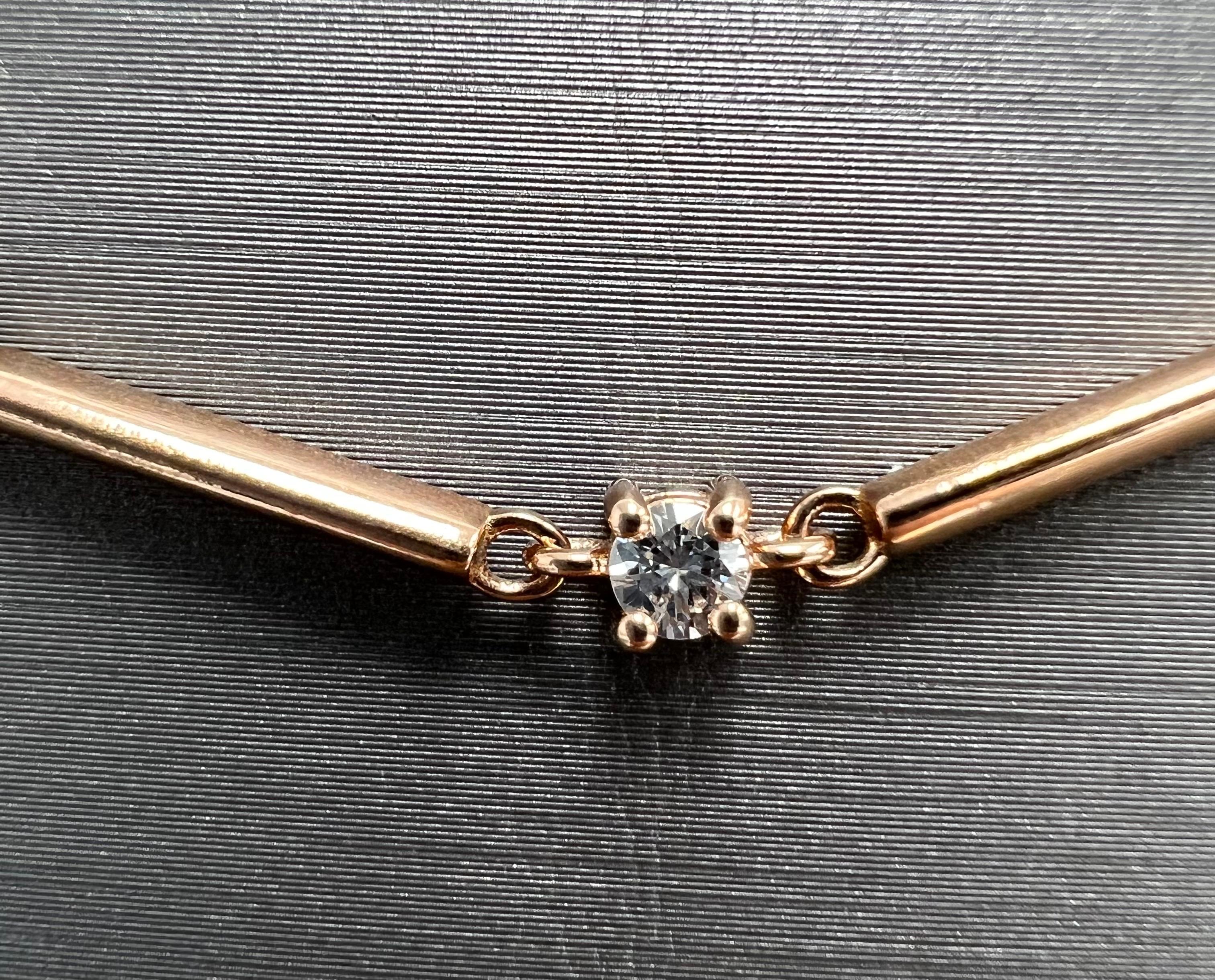 14 Karat Roségold Diamanten-Halskette mit 2,01 natürlichen Diamanten in einer Goldbar-Kette im Zustand „Neu“ im Angebot in Great Neck, NY