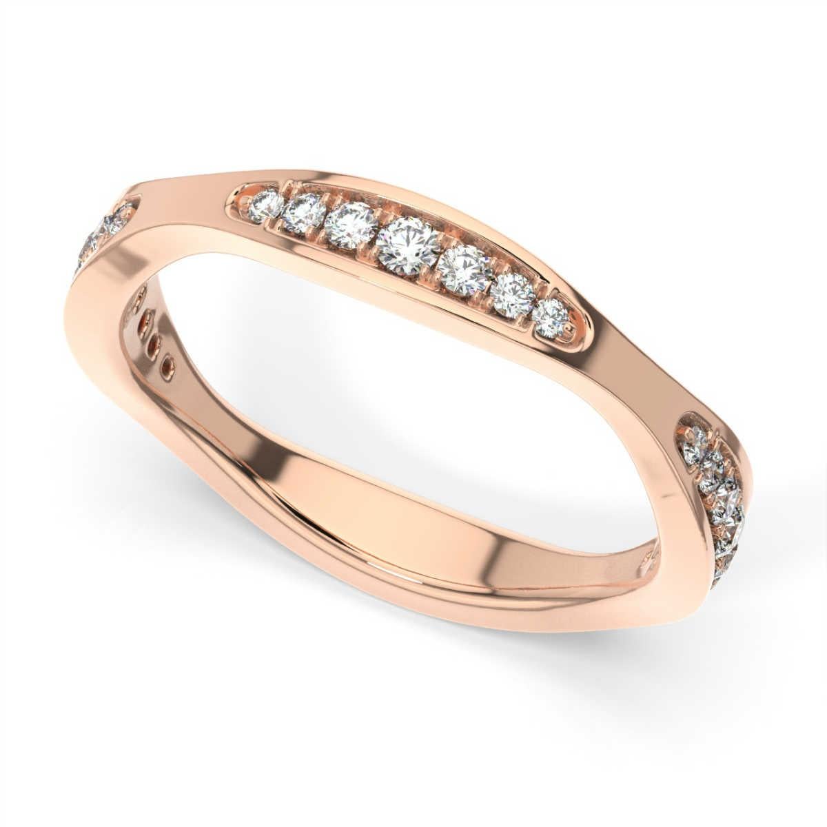 Taglio rotondo Anello in oro rosa 14 carati Donna con diamante a forma di marquise da 1/4 di carato in vendita