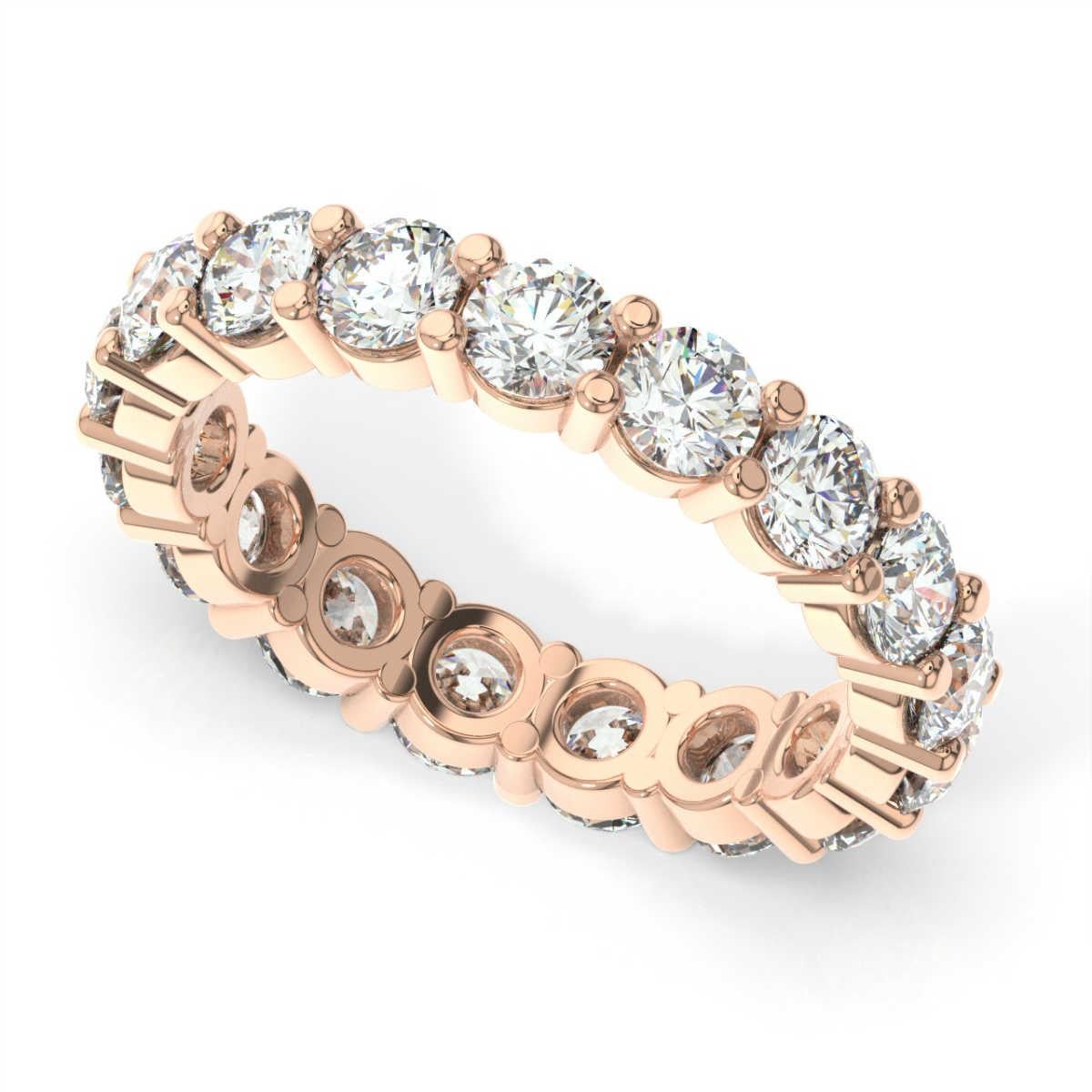 Round Cut 14K Rose Gold Doris Eternity Diamond Ring '2 1/2 Ct. tw' For Sale