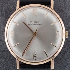 14k Rose Gold Doxa Men's Hand-Winding Watch w/ Leather Band