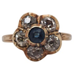 14K Rose Gold Edwardian Sapphire and Old Euro Halo Ring 14K Rose Gold Edwardian Sapphire and Old Euro Halo Ring