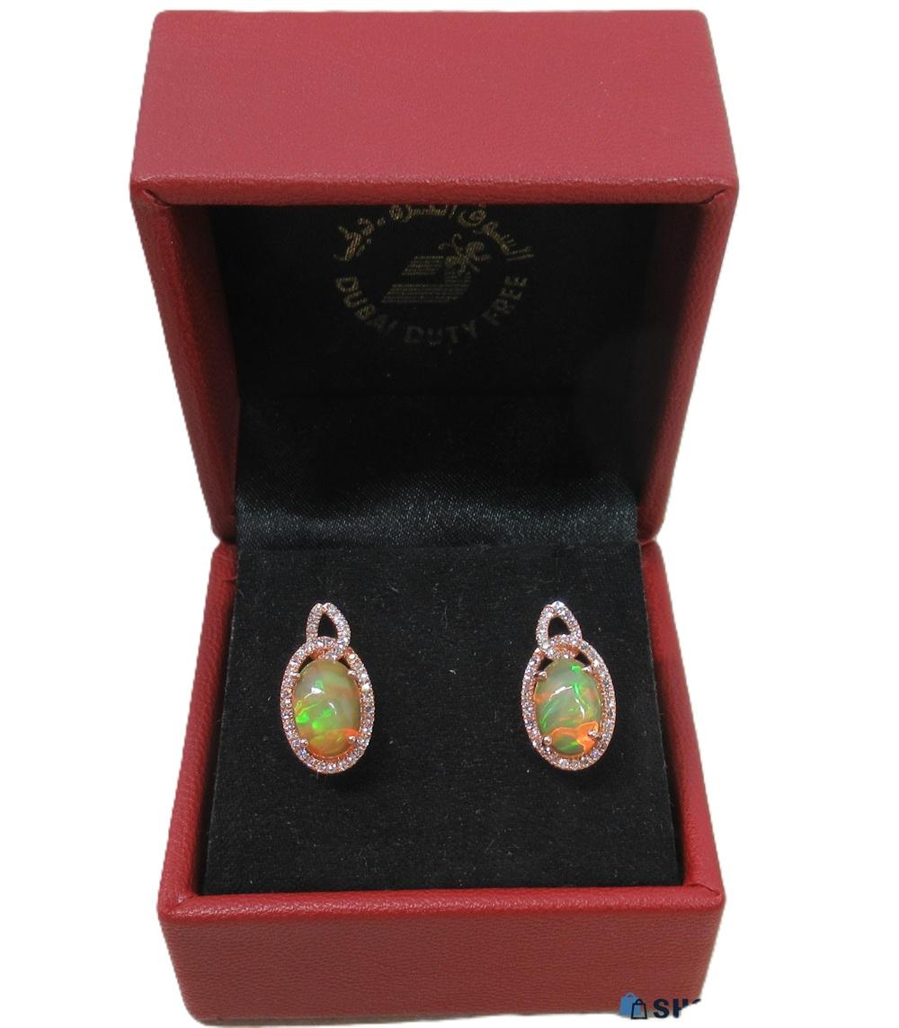 14k Rose Gold EFFY 4.80 Carat Opal & .20 Carat Diamond Post Earrings im Angebot 3