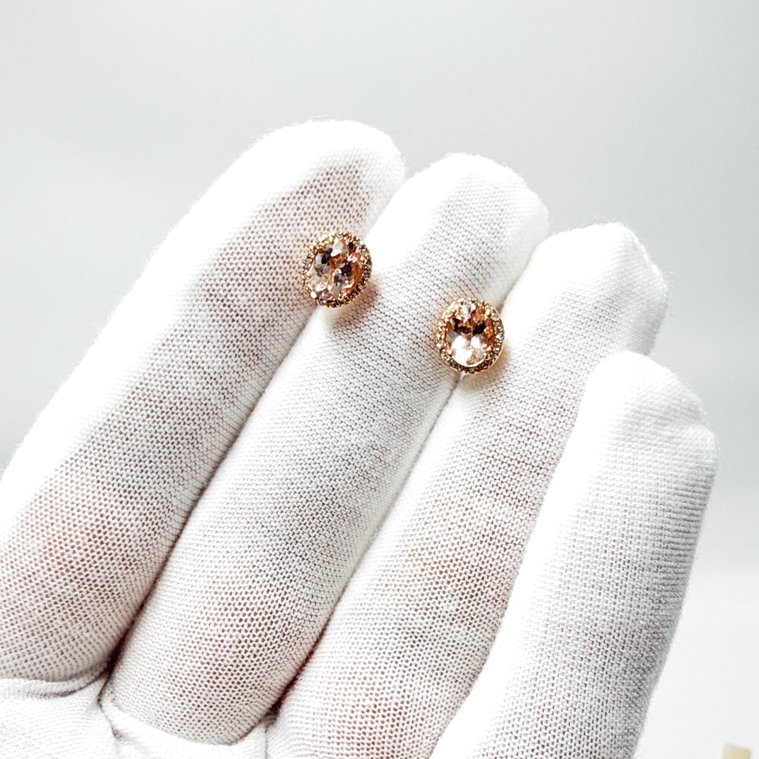 Orecchini a grappolo in oro rosa 14K Effy con morganite e diamanti 1.60TCW in vendita 3