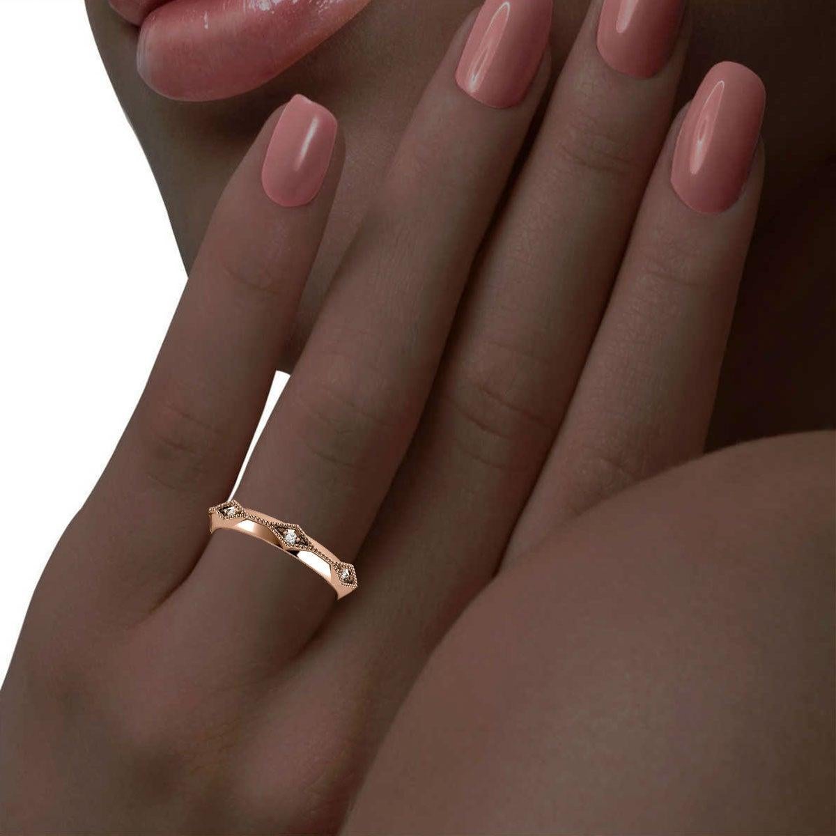 For Sale:  14k Rose Gold Elsa Diamond Ring 4