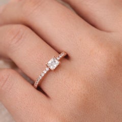 14k Rose Gold Emerald Cut Diamond Eternity Band Ring