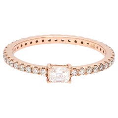 14k Rose Gold Emerald Cut Diamond Eternity Band Ring