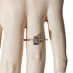 14k. Rose Gold Emerald-Cut Solitaire Champagne Diamond Ring