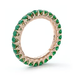 14 Karat Gold Emerald Eternal Fit Eternity Band Features 1.43 Carat of Green