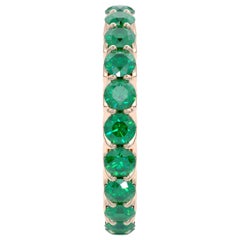 14K Rose Gold Emerald Eternal Fit Eternity Band Features 3.10 Carat of Green