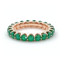 14K Rose Gold Emerald Eternal Fit Eternity Band Features 3.10 Carat of Green