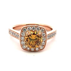 14K Rose Gold Engagement Ring with 1.34 Carat Round Diamond Size 7 FDOY-VVS2 GIA