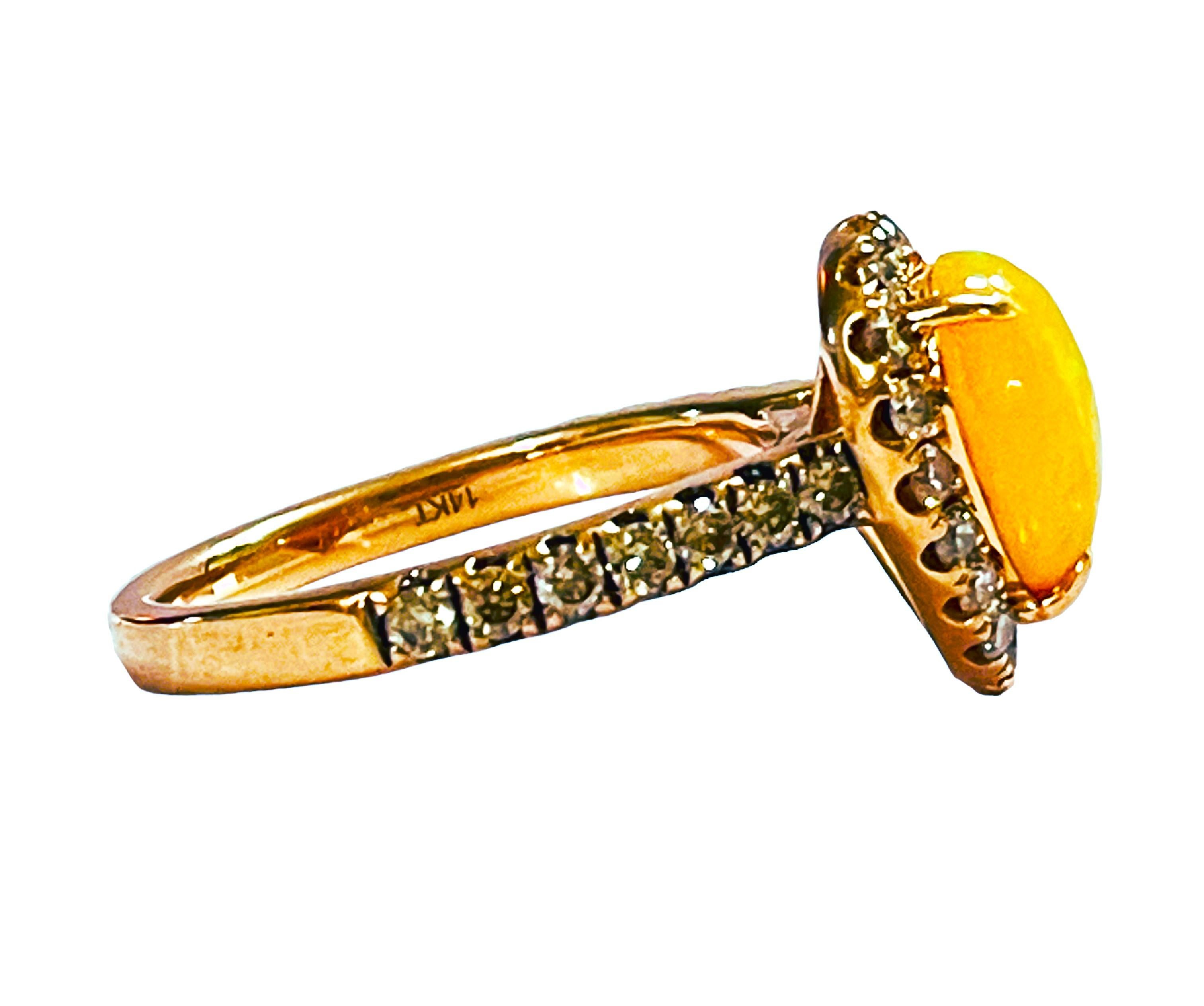 Pear Cut 14k Rose Gold Ethiopian Opal & Chocolate Diamond Levian Ring W Appraisal For Sale