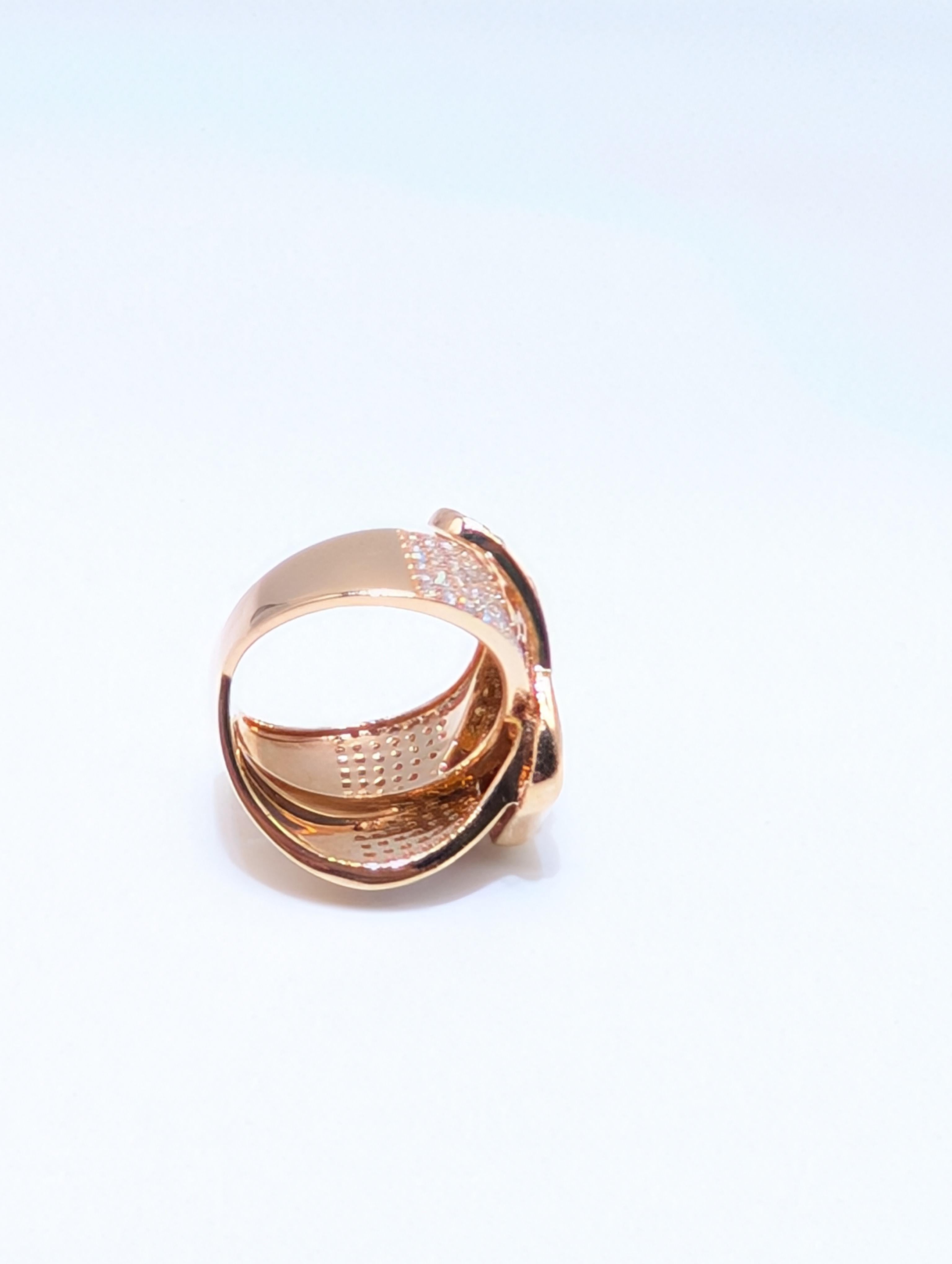 Donna 14k Rose Gold Fashion Belt Buckle Style Diamond Ring in vendita