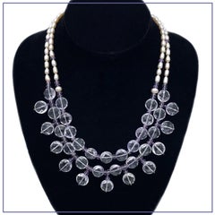 Collier à deux brins en or rose 14K avec améthyste et perles